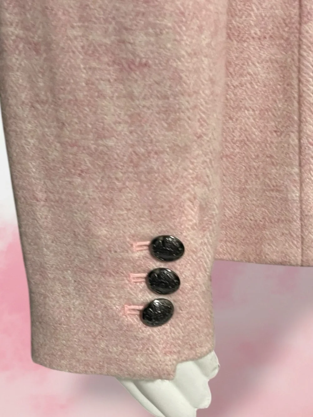Talbots SHETLAND WOOL BLAZER - HEATHERED Houndstooth Size 12 Pink Lined